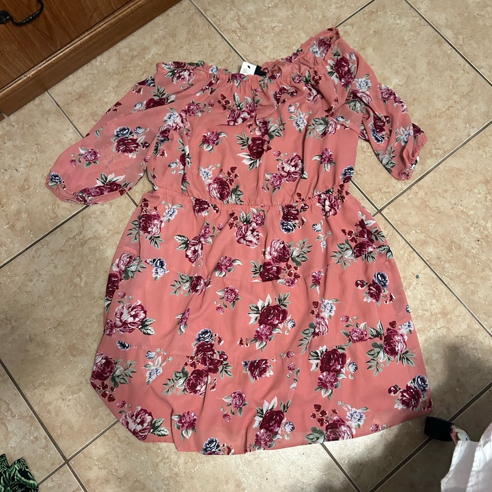 Lane Bryant Pink Floral Strapless Dress